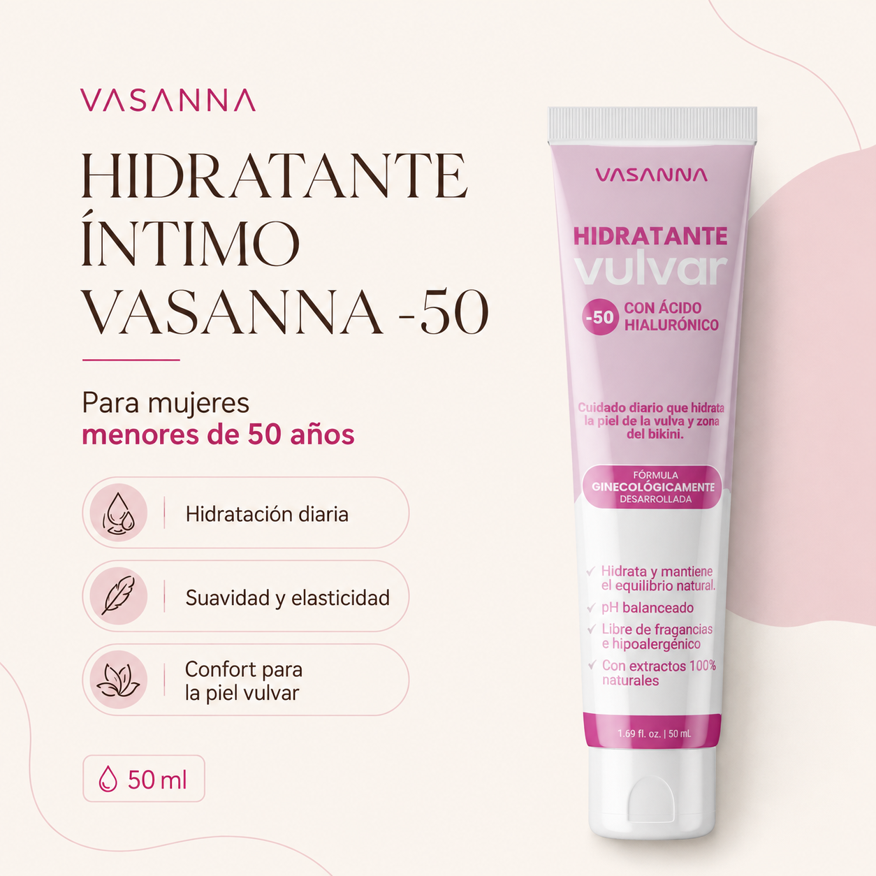 Hidratante Íntimo Con Ácido Hialurónico -50 / 50 ml - Imagen 2