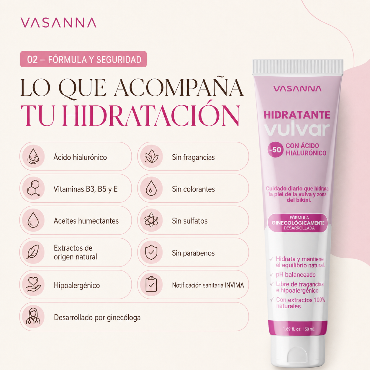 Hidratante Íntimo Con Ácido Hialurónico -50 / 50 ml - Imagen 3