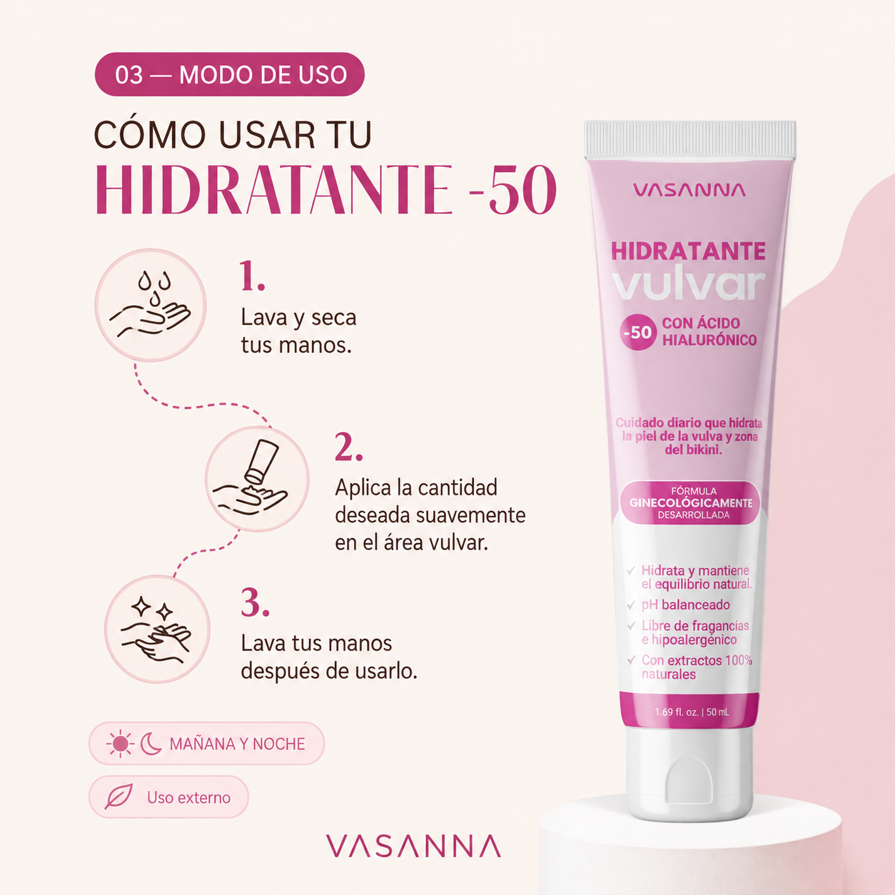 Hidratante Íntimo Con Ácido Hialurónico -50 / 50 ml - Imagen 4